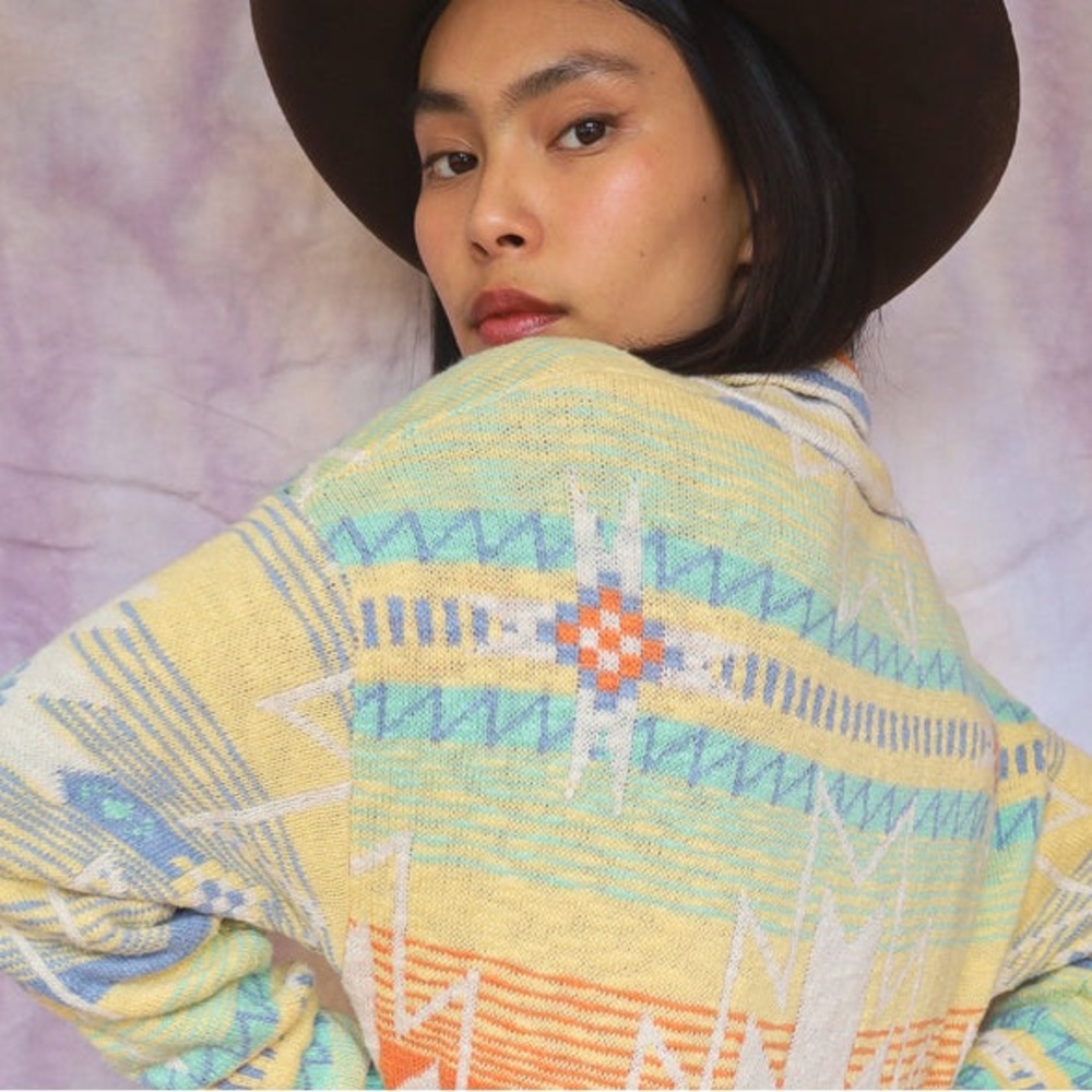 Faherty Women’s Morning Star Jacquard Paloma Cardigan Size L